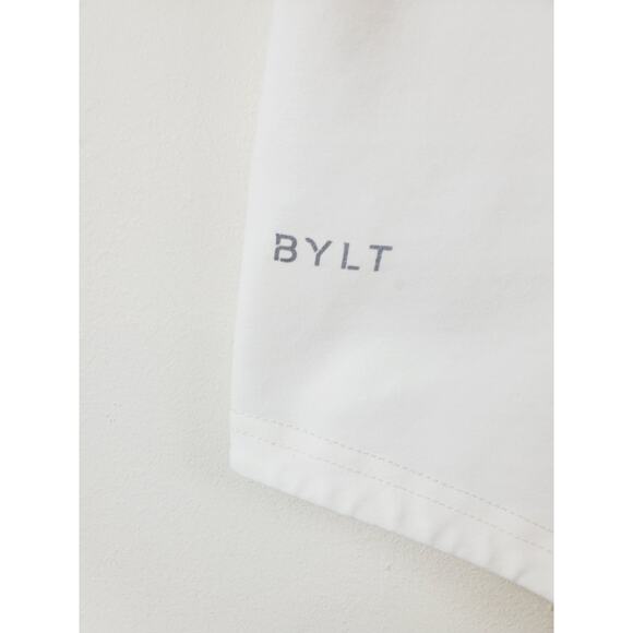 BYLT Shirt Mens Medium Short Sleeve T-shirt Drop Cut Athletic Tee White - Picture 2 of 6